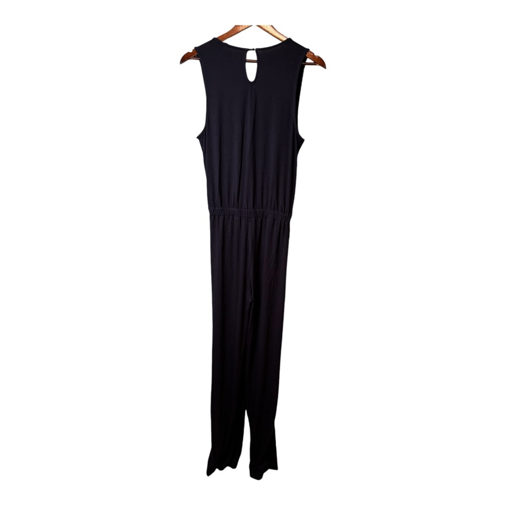 LOFT Beach Navy Blue Sleeveless Wrap Front Jumpsuit Pockets Size Small - Picture 7 of 12